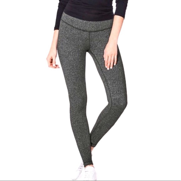 Lululemon Wunder Under Full Length Gray Tweed Herringbone Leggings Size 8